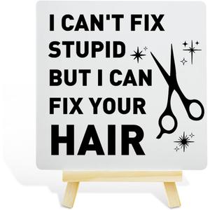 5 x Hairstylist Gift, Hair Stylist Gifts for Women Men, Barber Hairdresser Gift, Thank You Gifts for Hairapist Hairdresser, Home Hair Salon Barbershop Wooden Decor Sign, I Can Fix Your Hair