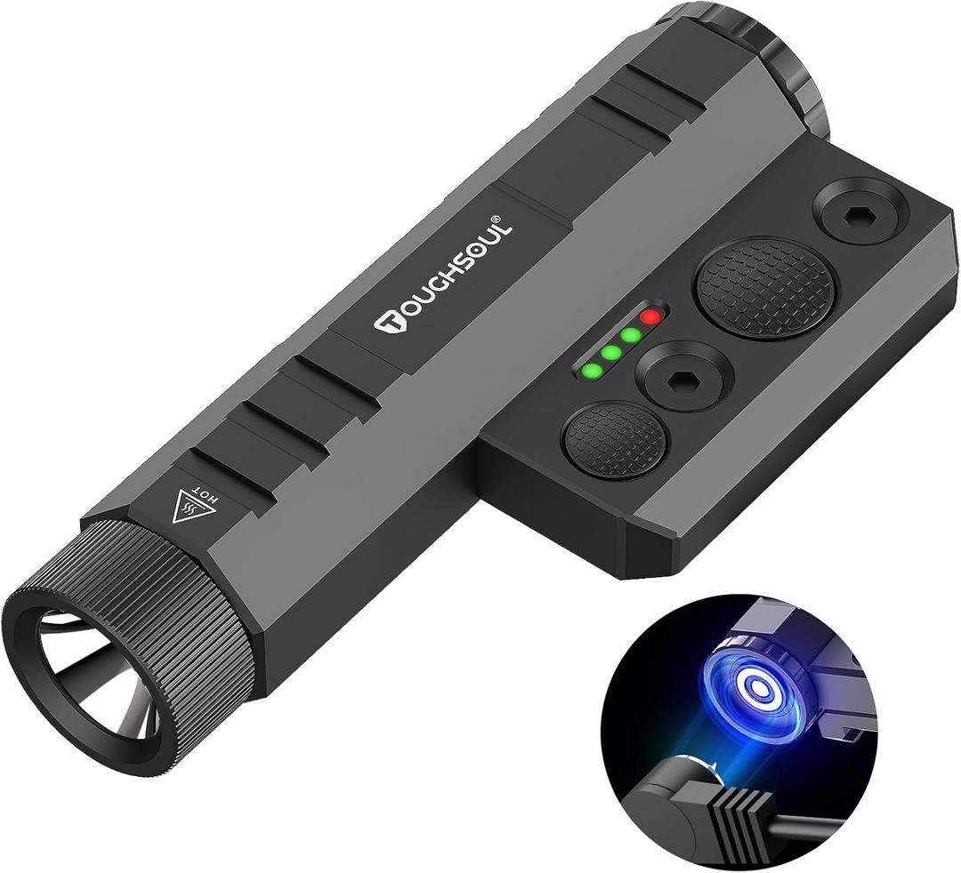 TOUGHSOUL Mlok/Picatinny Tactical Flashlight 2400 Lumen with Momentary Strobe Function, Weapon Light with Rechargeable Battery and Battery Level Indicator