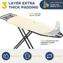 Ironing Board Full Size, RAINHOL Compact Iron Board with Iron Rest, Heat Resistant Cover with Ultra Thick Padding, Height Adjustable Heavy Duty for Home, Dorm, 43x13 Ivory