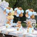 Lenwen 3 Sets Jungle Animal Decoration for Baby Shower Letter Boxes Baby Shower Table Centerpiece Stuffed Animals Balloon with Stand Plush Boxes for Party(Blue,Bear)