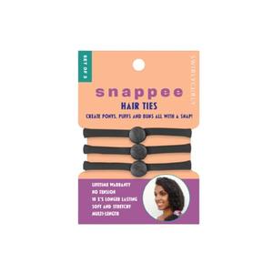 Snap Hair Ties for Thick, Natural, Curly Hair | No Slip, No Tension Pro Hair Tie | Strong Ponytail Holder (2 Pack, Black)