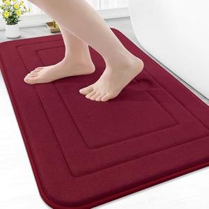 Arotive Memory Foam Bathroom Rug Mat 30x20, Ultra Soft and Absorbent Bath Mat, Machine Wash Dry, Comfortable Bath Rug Carpet for Bathroom Floor, Tub and Shower, Burgundy