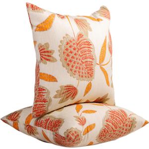 JMGBird Outdoor Throw Pillows Waterproof Set of 2 Outdoor Pillow 1818 Inch Decorative Pillows for Bed, Couch, Sofa and Patio Furniture (White With Orange)