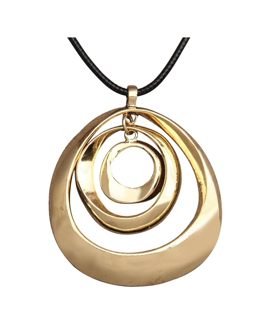 GelConnie Boho Necklaces for Women Vintage Silver Circles Long Pendant Necklace Cowgirl Sweater Necklace Adjustable Leather Choker Necklace for Women