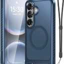 for Samsung Galaxy S26 Case with Screen Protector+Lanyard Wrist Strap,Magnetic Translucent Matte Rugged Slim Phone Cover Built in Invisible Kickstand [Fit for MagSafe],2026 Navy Blue