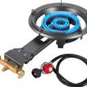 Bestfire 13" Single Propane Burner Stove 90,000 BTU Cast Iron Portable Outdoor Burner with 0-20 PSI Adjustable Regulator and 4ft Hose Perfect for Outdoor Wok Cooking