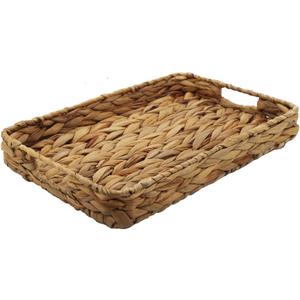 Grass Weaving Tray, Grass Storage Bins for Fruit or Tea,Arts and Crafts. (1) (Tray-A-S) (14.2" x 9.4" x 2")