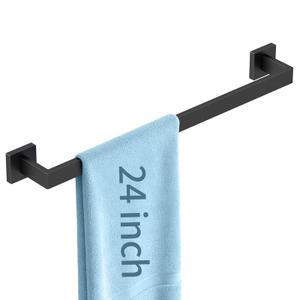 FLE Towel Bar, Black Wall Mount Towel Holder for Bathroom Kitchen, 24 Inch