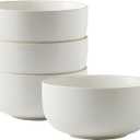 S&Q'S CERAMICS S&Q Ceramic Bowls for Kitchen, 36 Ounce, Large Capacity Cereal Bowls Set of 4, For Soup, Oatmeal, Breakfast, Microwave and Dishwasher Safe, Glazed Matte Off White