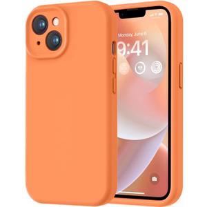 LOVE 3000 Designed for iPhone 14 Case, Premium Silicone with [Soft Anti-Scratch Microfiber Lining] Shockproof Protective Phone Case for Men Women Girls 6.1", Bright Orange