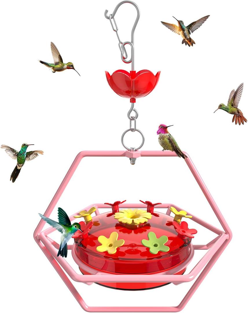 Wide-Mouth Hummingbird Feeder with Built-in Ant Moat  Easy Refill & Clean, Outdoor Decorative Feeder for Gardens & Patios