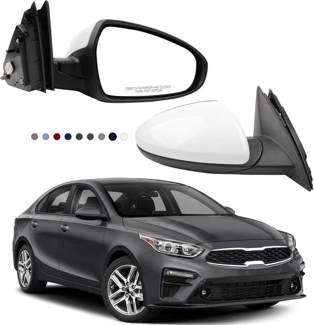 Dasbecan Passenger Side Mirror DIY Paintable Compatible with 2019-2022 KIA Forte Right Rearview Mirror With Power Adjustment Manual Folding Replaces# 87620M7000 KI1321226 (3Pins)