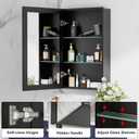 20x28 Inch Medicine Cabinet with Mirror, Aluminum Bathroom Mirror Cabinet, Beveled Edge Mirrored Single Door, Adjustable Shelves, Surface or Recessed Mount Mirrors with Storage, Black