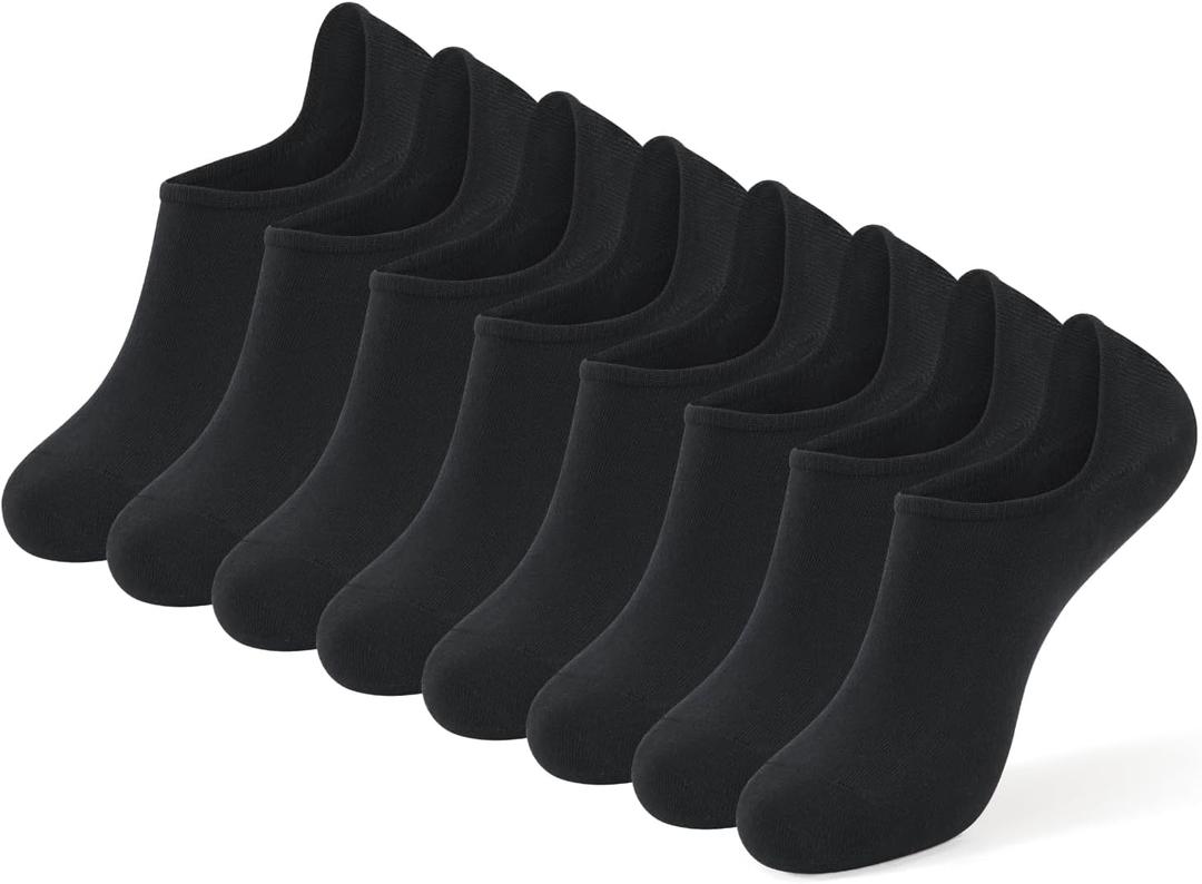 GUUNIEE No Show Socks Womens 4 or 6 Pairs Black Invisible Liner Non Slip Low Cut Socks Thin Short Ladies