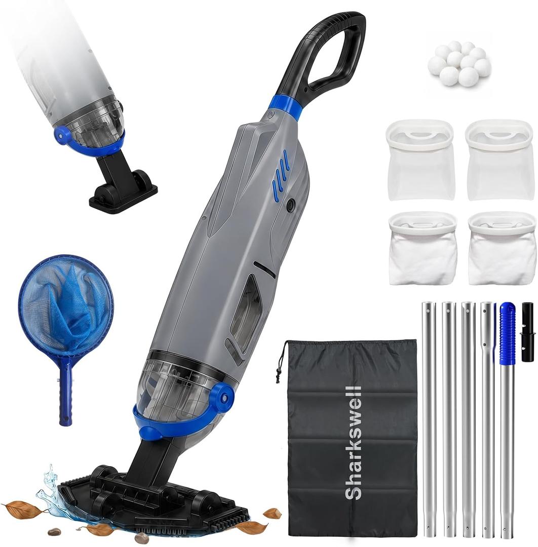 (2026 Upgraded) Cordless Pool Vacuum with Telescopic Pole