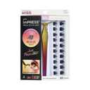 Kiss Impress Falsies Press On Self Adhesive Eyelashes, 12mm-14mm Glam Volume Press On Lashes, Black, No Glue Needed, Invisible Band, 20 Lash Clusters & Non-Stick Applicator - Spiky