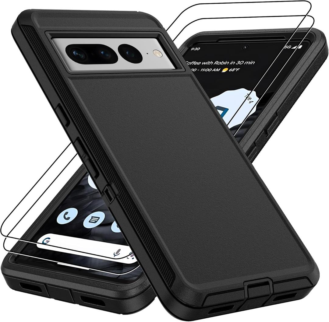 Pilaru for Google Pixel 7 Pro Case : 14FT Military Grade Drop Protection Phone Case with 2Pc HD Screen Protector, Shockproof/Dustproof/Drop Proof Protective Case for Pixel 7 Pro-Black