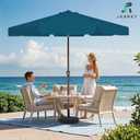 JEAREY 9 FT Patio Umbrella Outdoor, Table Umbrellas Market Umbrella w/Push Button Tilt/Crank, 8 Sturdy Ribs(Cerulean)