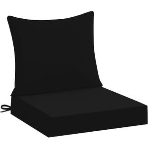 Downluxe 19x19 Outdoor Chair Cushions, Waterproof Fade Resistant Patio Furniture Cushions with Handle & Removable Cover, Deep Seat Outdoor Cushions for Sofa, Couch and Patio Chairs, Black