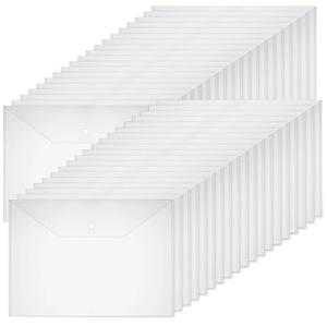 Honoson 30 Pcs 11 x 17 Inches Clear Envelopes with Snap Closure Clear Plastic Envelopes Plastic Envelopes for Documents File Folders for Office Home
