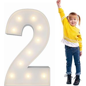 3FT Light Up Numbers Pre-Cut Frame Giant Marquee Numbers 2, Mosaic Numbers for Balloons, Two 20th 21st Birthday Decorations, 22nd Birthday Party Decor, 2023 Graduation Decorations