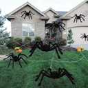 TEMOGU 2 Pack 6.6 Ft Halloween Decorations Giant Spiders Outdoor, Scary Black Spiders Fake Large Spiders Hairy Spider Props for Outside House Yard Lawn Indoor Home