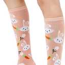 American Trends Women's Knee High Socks, Novelty Holiday Printed Tall Tube Socks, Casual & Party Athletic Sports Stockings (1 Pack Carrot-rabbit)