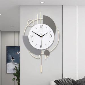Decorative Silent Quartz Wall Clock with Pendulum, Large for Living Room, Kitchen, Bathroom, Bedroom - 13x21.65in(Beige)