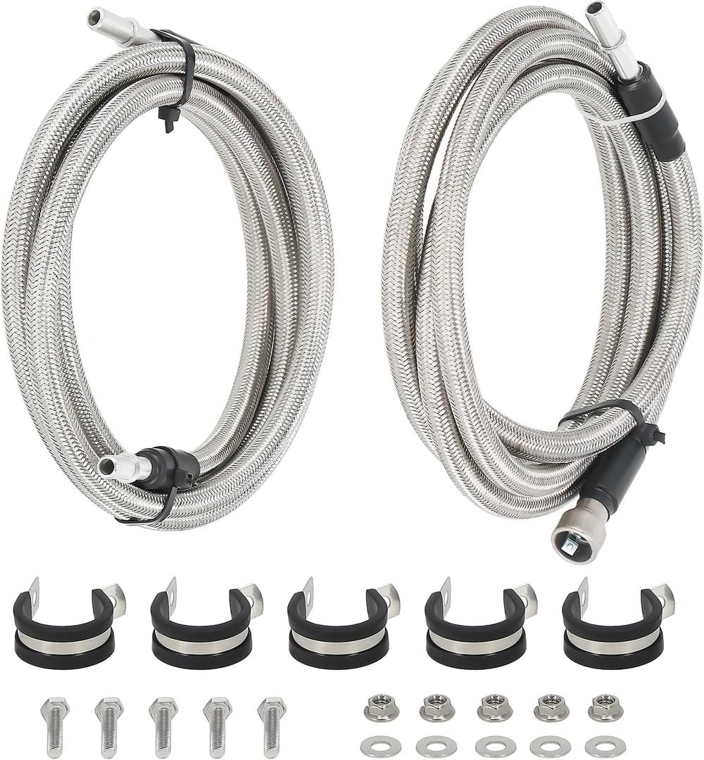 maXpeedingrods Stainless Steel Braided Fuel Lines Kit for Chevy Silverado GMC Sierra 1500HD 1500 Classic 2500HD 3500HD 2004-2010 819-816