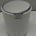 EKO Mini Desk Trash Can with Swing-Top Lid 0.4 Gallon Small Table Round Wastebasket for Office, Home, Car (White) (1.5 Liters)