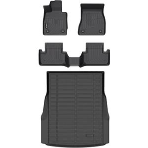 AIPOIL Floor Mats & Cargo Liner Set for 2024 2025 2026 BMW i5 All Weather Protection TPE Anti-Slip Automotive Full Set Custom Car Mats Accessories - Black
