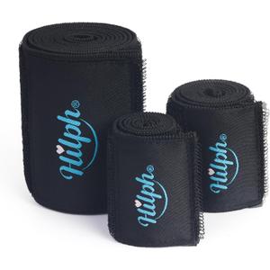 Hilph Ice Pack Strap, Stretchable, 3 Sizes Ice Belt Extender Straps, Stretch Straps, Elastic Hook and Loop Extension Straps Add Length to Most Ice Packs, Multiple Uses, Black