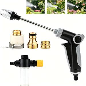 Turn Any Hose Into A High-Pressure Water Cleaning Jet, Heavy Duty Garden Hose Nozzle -High Pressure Hose Nozzle for Car Wash, Patio Cleaning, Pet Shower & Plant Watering