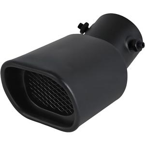 Stainless Steel Car Exhaust Square Tip, 2.5" to 3.7" Universal Car Exhaust Pipe Tail Throat Tail Pipe, Modification Tailpipe Flue Muffler Rear Tip Pipe with Mesh (Curved,Frosted Black)