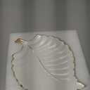 Ceramic Jewelry Trays Trinket Dish Ring Dish Ceramic Candy Plate Snack Plate Leaf Shaped Dish (White, Medium) (10.5" x 8" x 1.2")