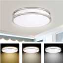 14 inch LED Flush Mount Ceiling Light Fixture, 3000K/4000K/5000K Adjustable Ceiling Lights, Dimmable Lighting for Bathroom Hallway Kitchen Stairwell, Brushed Nickel, ETL Listed
