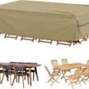 Velway Patio Furniture Set Cover - Heavy Duty 420D Waterproof Weatherproof Sofa Couch Set Covers Garden Dining Table Chair Set Cover with Reflective Tape Rectangular 95"L x 64"W x 39"H - Khaki