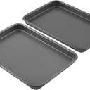 GoodCook Everyday Toaster Oven Mini Baking Sheets Set of 2 Set of 2 Heavy-Gauge Steel Baking Pans with Scratch-Resistant Nonstick, 9 x 6.2-Inch, Gray