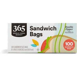 365 by Whole Foods Market, Sandwich Size Storage Bags, Double Zipper, 100 Count