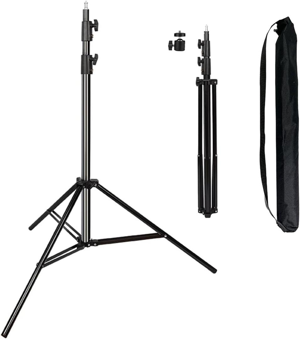 Heavy Duty Light Stand 9.5 Feet/2.8 Meters Adjustable Spring Cushioned Metal Photography Tripod Stand for Photo Studio Speedlight, Ring Light, Photographic Equipments Thickening Flash Stand (Aluminium Alloy-1 Pack, Black)