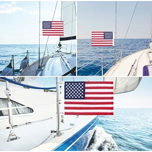 Universal Boat USA Flag Marine: Sailing double side 50 Embroidered Stars American flag with 4 Boat Flag Pole Kits (37x57)