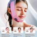 V-Line Sculpting Face Mask Silicone Chin Strap for Jawline Tightening & Double Chin Reduction (23-27 Inches) (Rose purple)