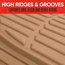 Motor Trend FlexTough Floor Mats for Cars, Beige Deep Dish All-Weather Mats, Waterproof Trim-To Fit Automotive Floor Mats for Cars Trucks SUV, Universal Floor Liner Car Accessories