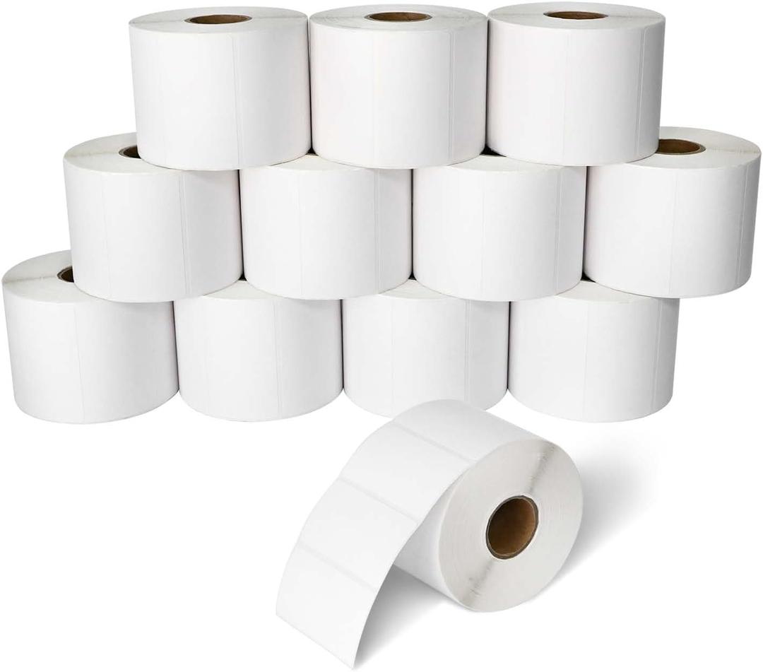 ESSENTIAL 2.25"x 1.25" (57mm 32mm) Direct Thermal Barcode Labels, Shipping Labels, Compatible with Zebra & Rollo Label Printer, 1000 Label of Roll (12 Rolls, 12000 Tags)