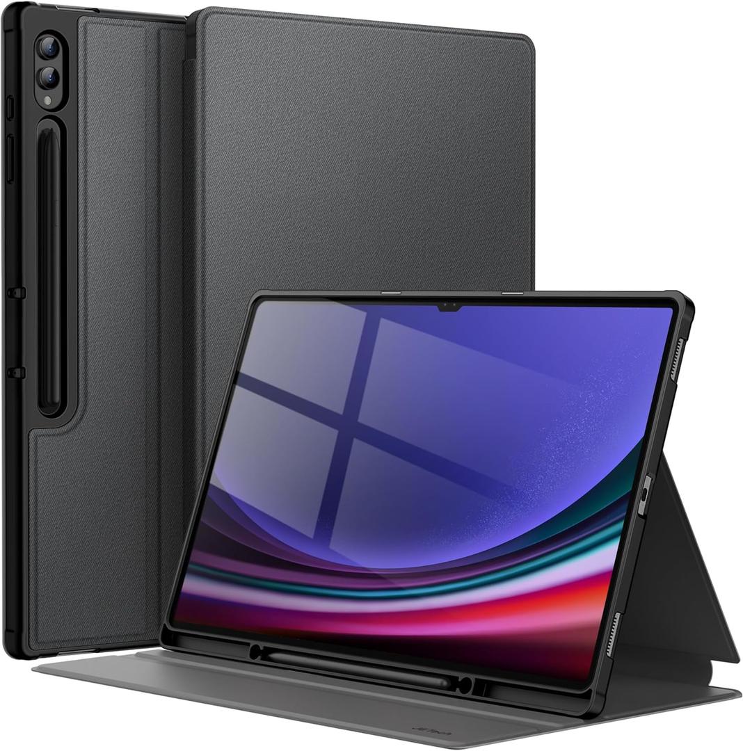 JETech Case for Samsung Galaxy Tab S10 Ultra/Tab S9 Ultra 14.6-Inch with S Pen Holder, Slim Folio Stand Protective Tablet Cover, Multi-Angle Viewing (Black)