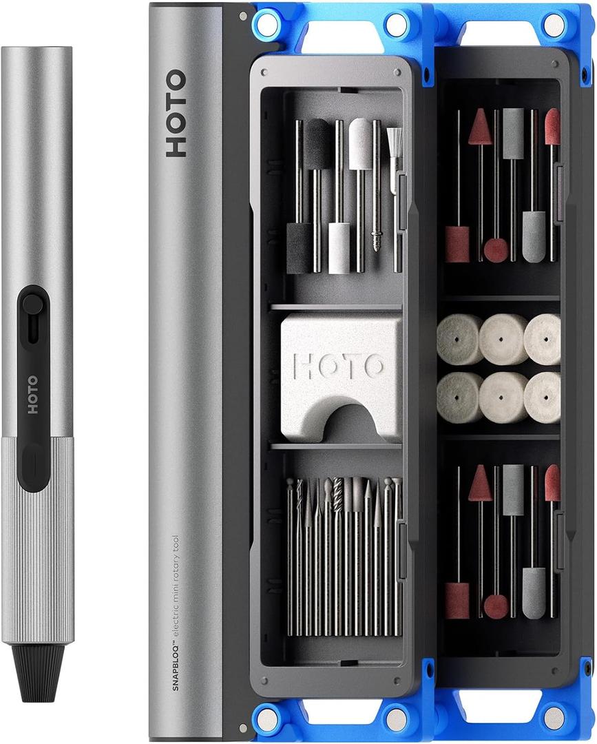 HOTO SNAPBLOQ R-A04 Mini Cordless Rotary Tool Kit 4V, Nex-gen Brushless Motor, 22000 RPM Variable Speed, 38 Accessories, Power Tool for Sanding, Polishing, Drilling, Carving, DIY Crafts