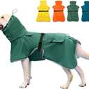 Dog Raincoat Waterproof Dog Rain Coat with Hoodile, Reflective Adjustable Lightweight Pet Rain Jacket for Medium Large Dogs(Green, 7XL) 