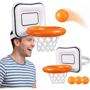 Civaner Inflatable Basketball Hoop Hat Game Head-Mounted Toss for Kids Adults Basketball Themed Carnivals Birthdays Party Supplies Outdoor Activities