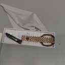 Stainless Steel Bands Compatible for Fitbit Versa 4/Fitbit Sense 2 Smartwatch With Bling Case Cover,Chic Leather Metal Wristband Accessories Strap for Women Bracelet (Rose Gold, Versa 3/Sense)