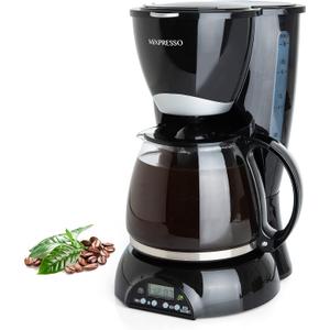 Mixpresso 8-Cup Drip Coffee Maker Programmable, Coffee Pot Machine Including Reusable & Removable Coffee Filter, Black Electric Coffee Maker